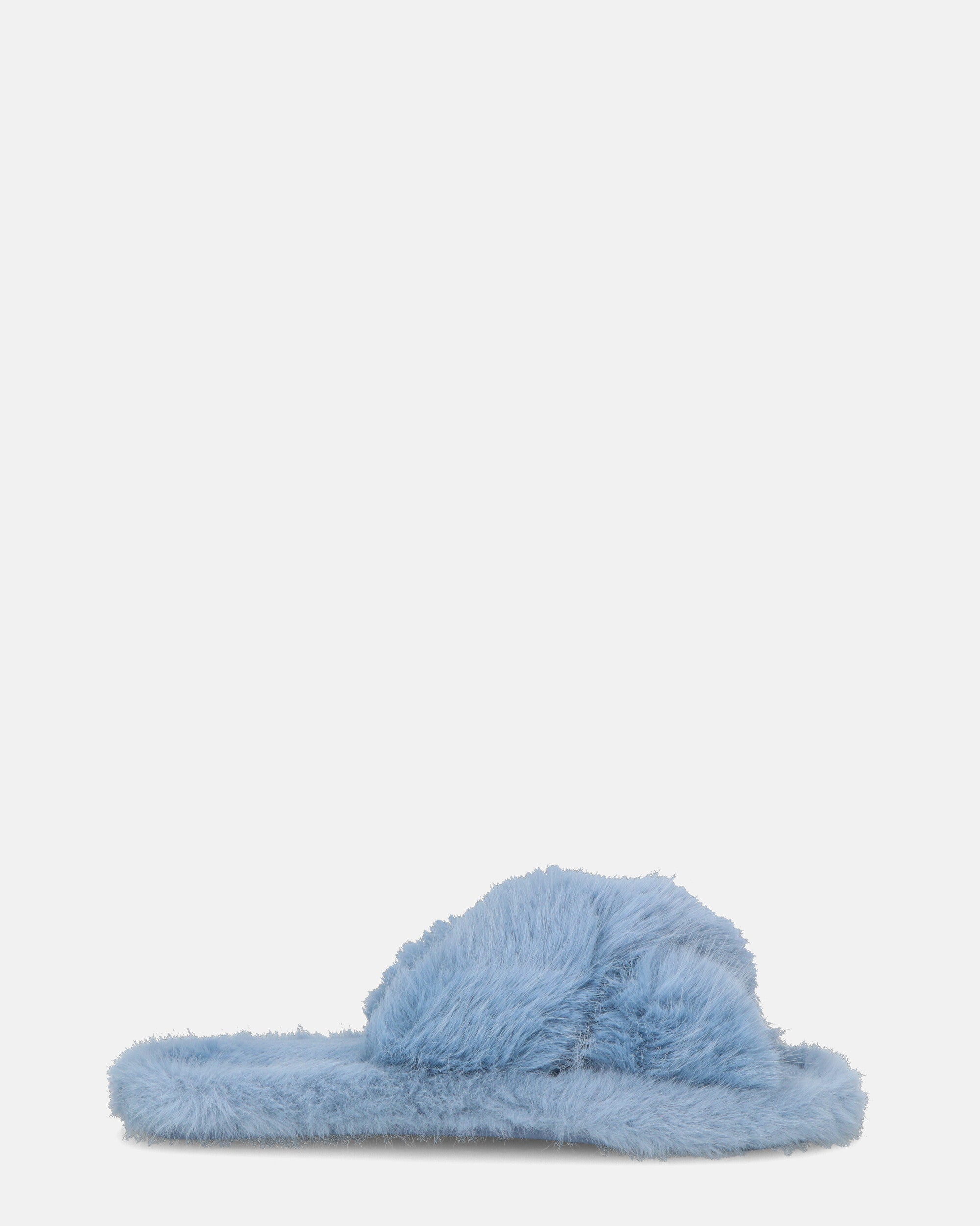 SUZUE - ciabattine aperte in punta in pelliccia azzurra