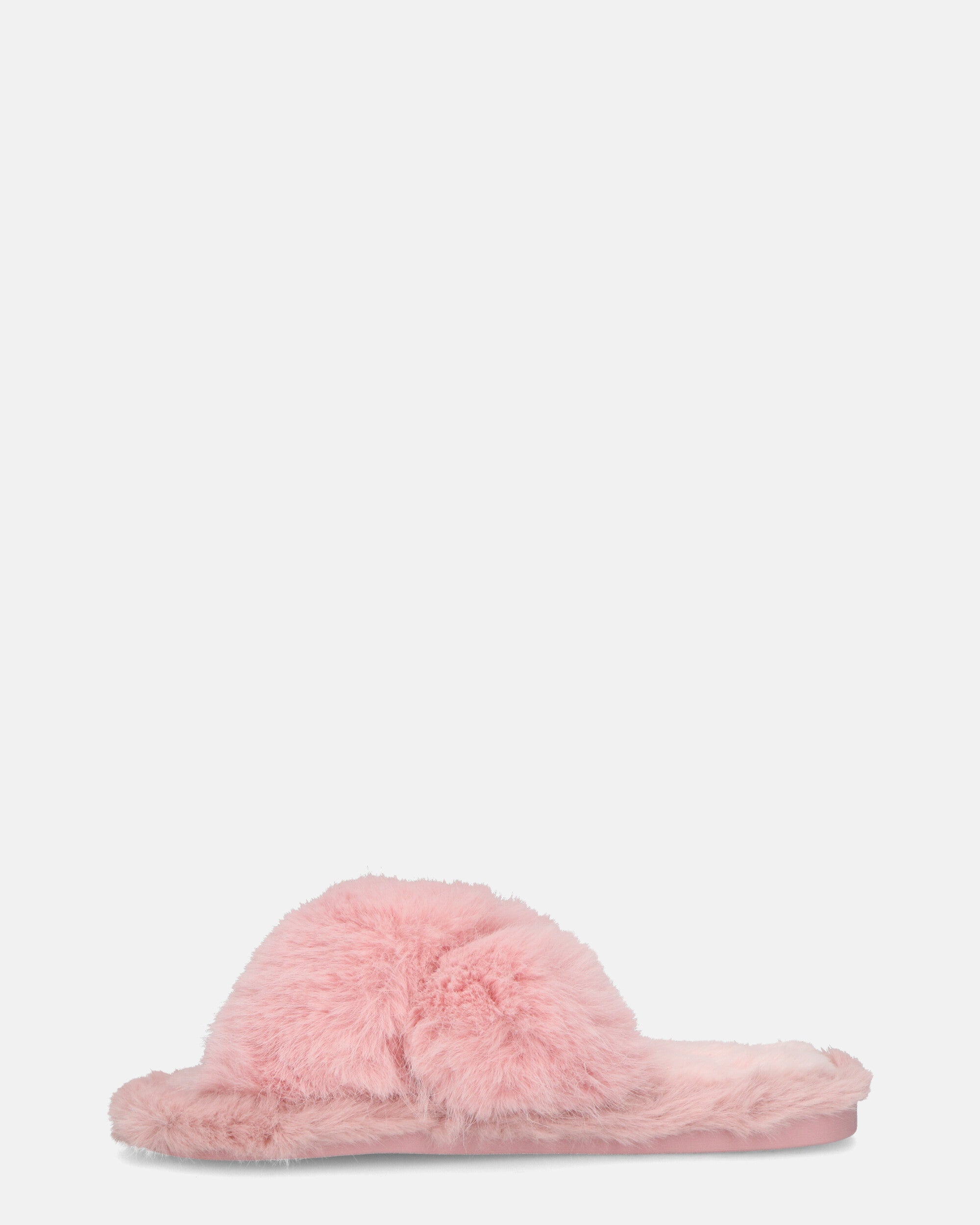 SUZUE - ciabattine aperte in punta in pelliccia rosa
