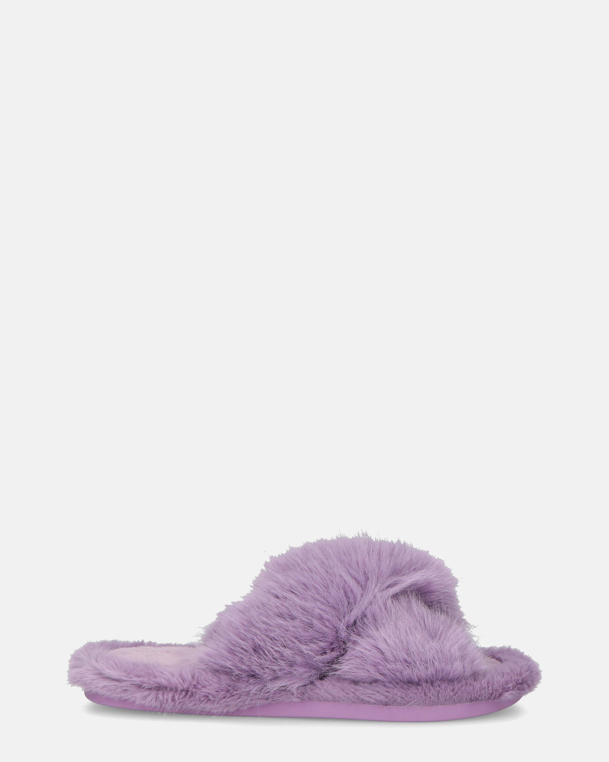 SUZUE - ciabattine aperte in punta in pelliccia violetta