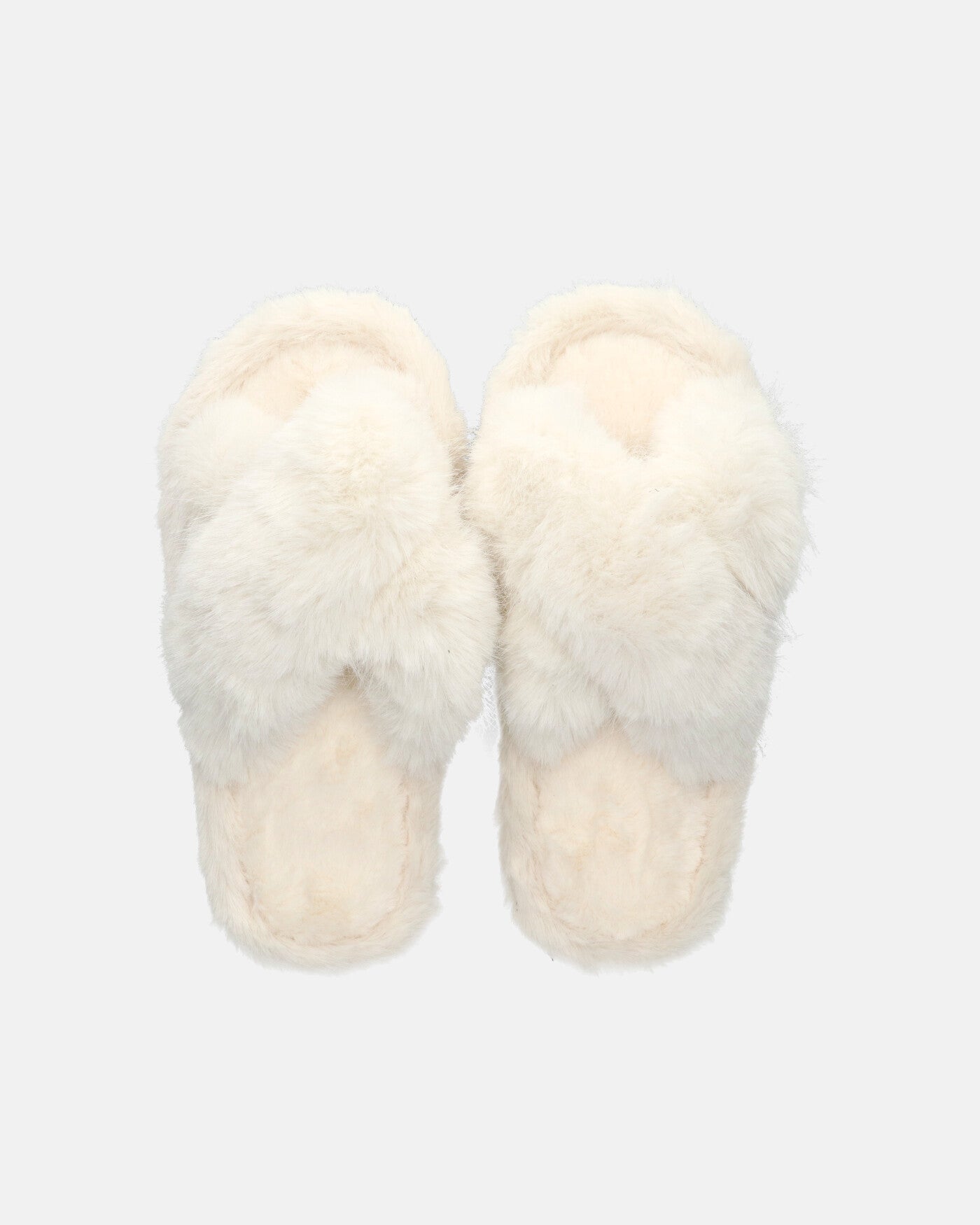 SUZUE - chaussons ouverts en fourrure blanc