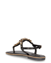 SVEVA - sandali flat neri infradito con gemme decorative