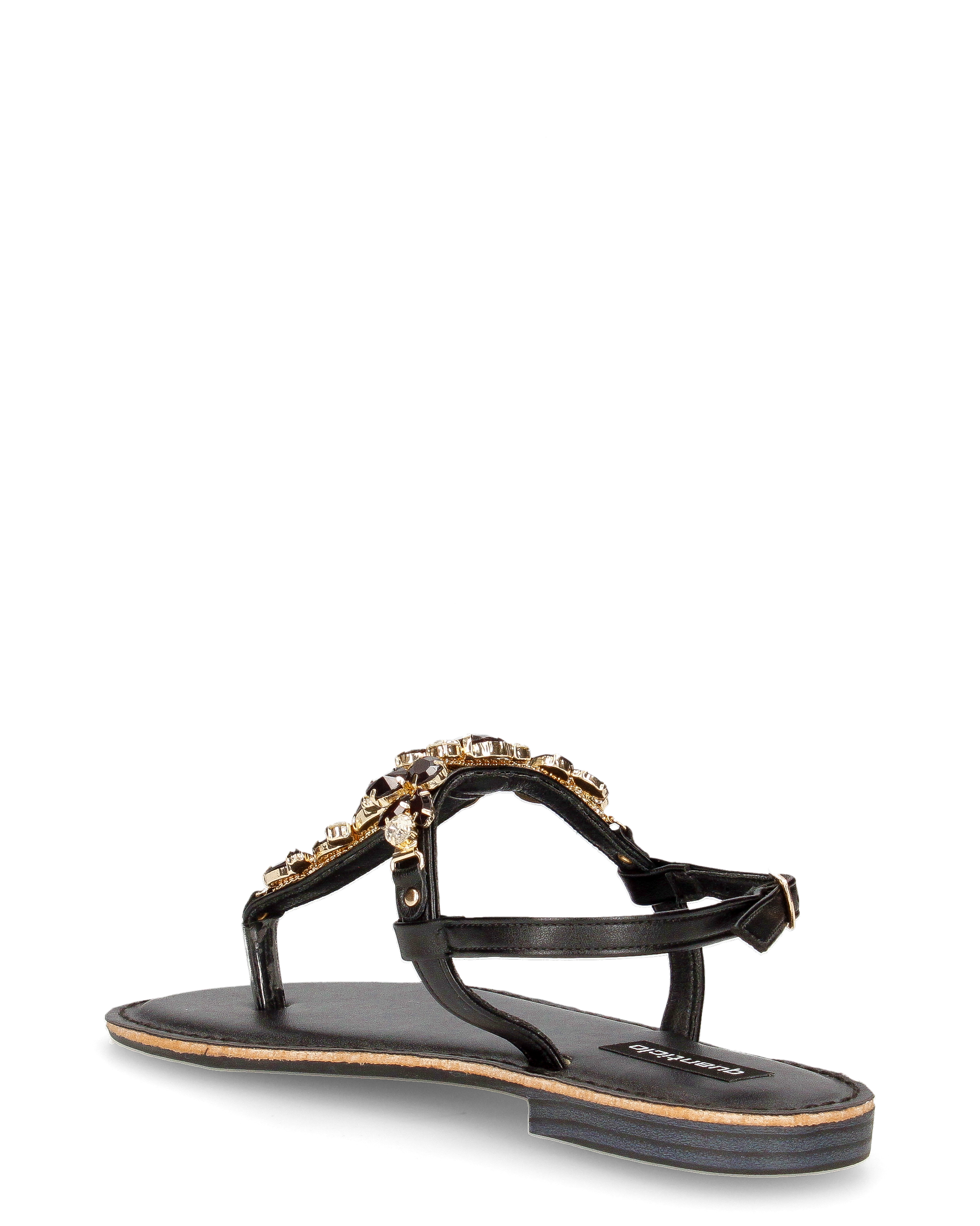 SVEVA - sandali flat neri infradito con gemme decorative