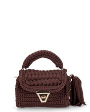 TRISHA - borsetta marrone di tessuto intrecciato con tracolla removibile