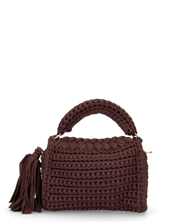 TRISHA - borsetta marrone di tessuto intrecciato con tracolla removibile
