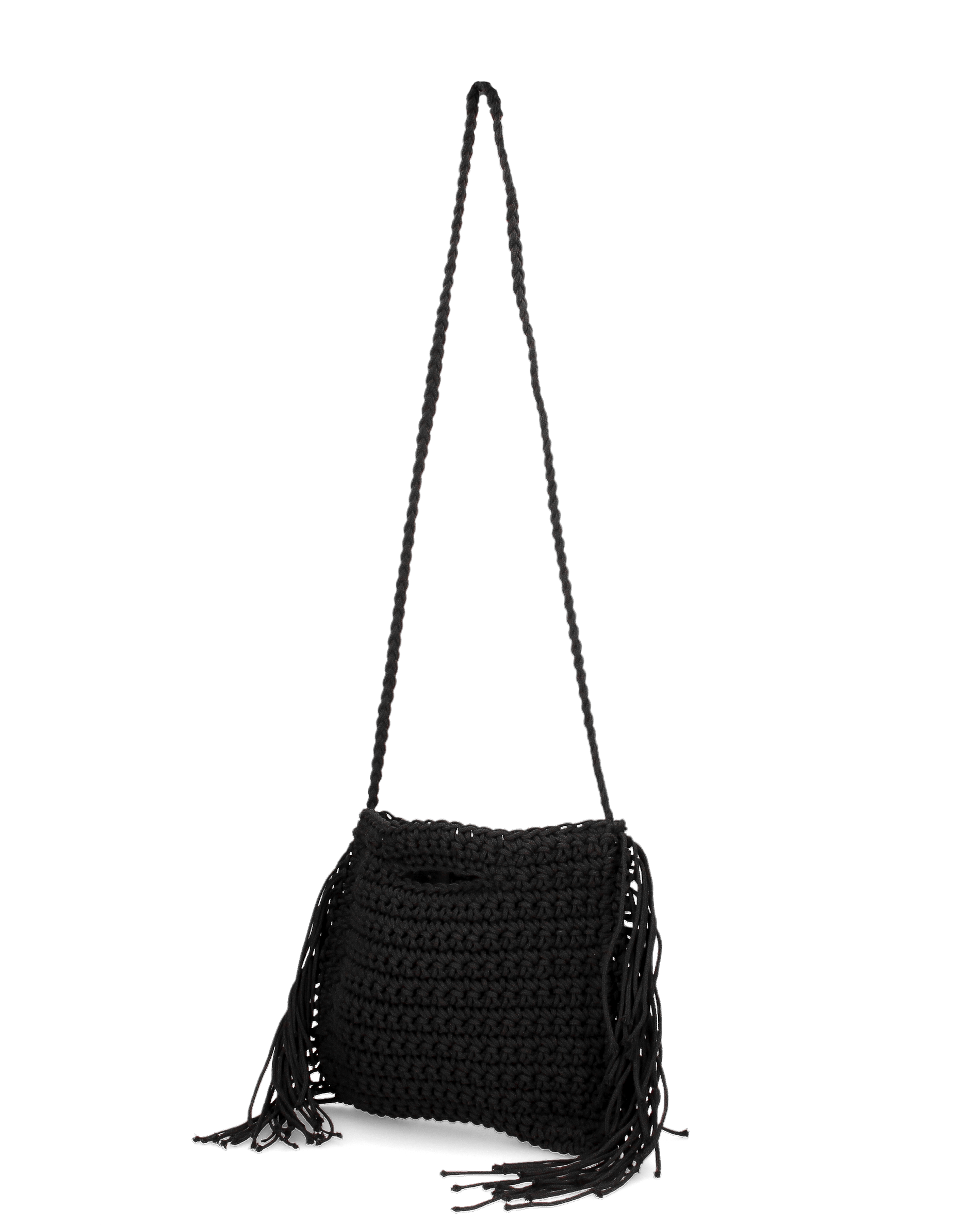 TRIXIE - borsa nera con tracolla e tessuto intrecciato