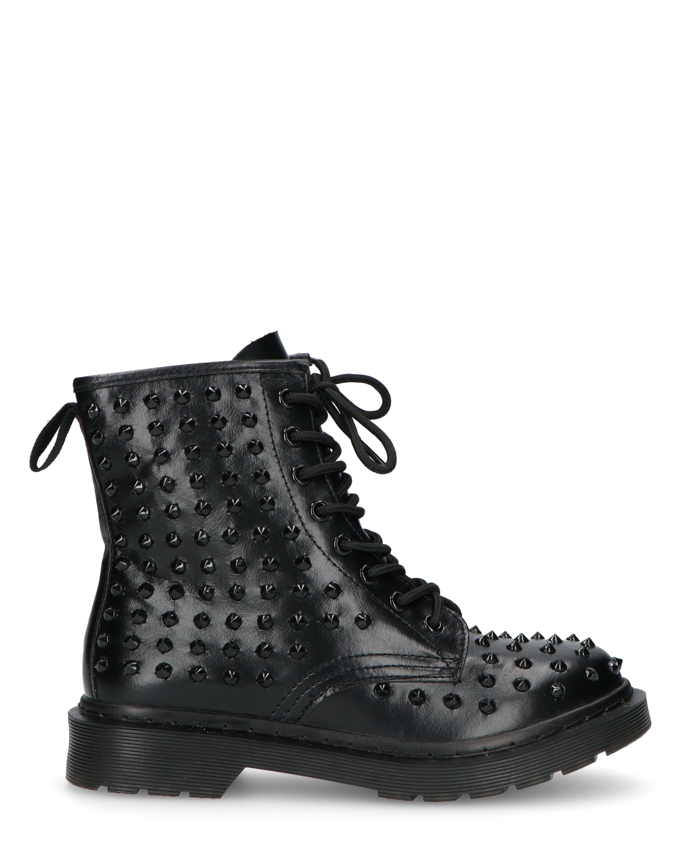 TATY - stivaletti stringati neri con borchie metalliche