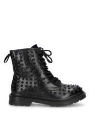 TATY - stivaletti stringati neri con borchie metalliche