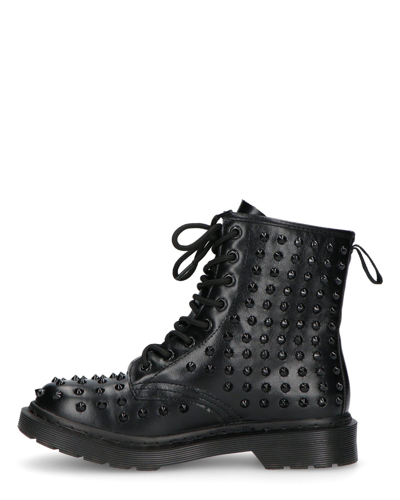 TATY - stivaletti stringati neri con borchie metalliche