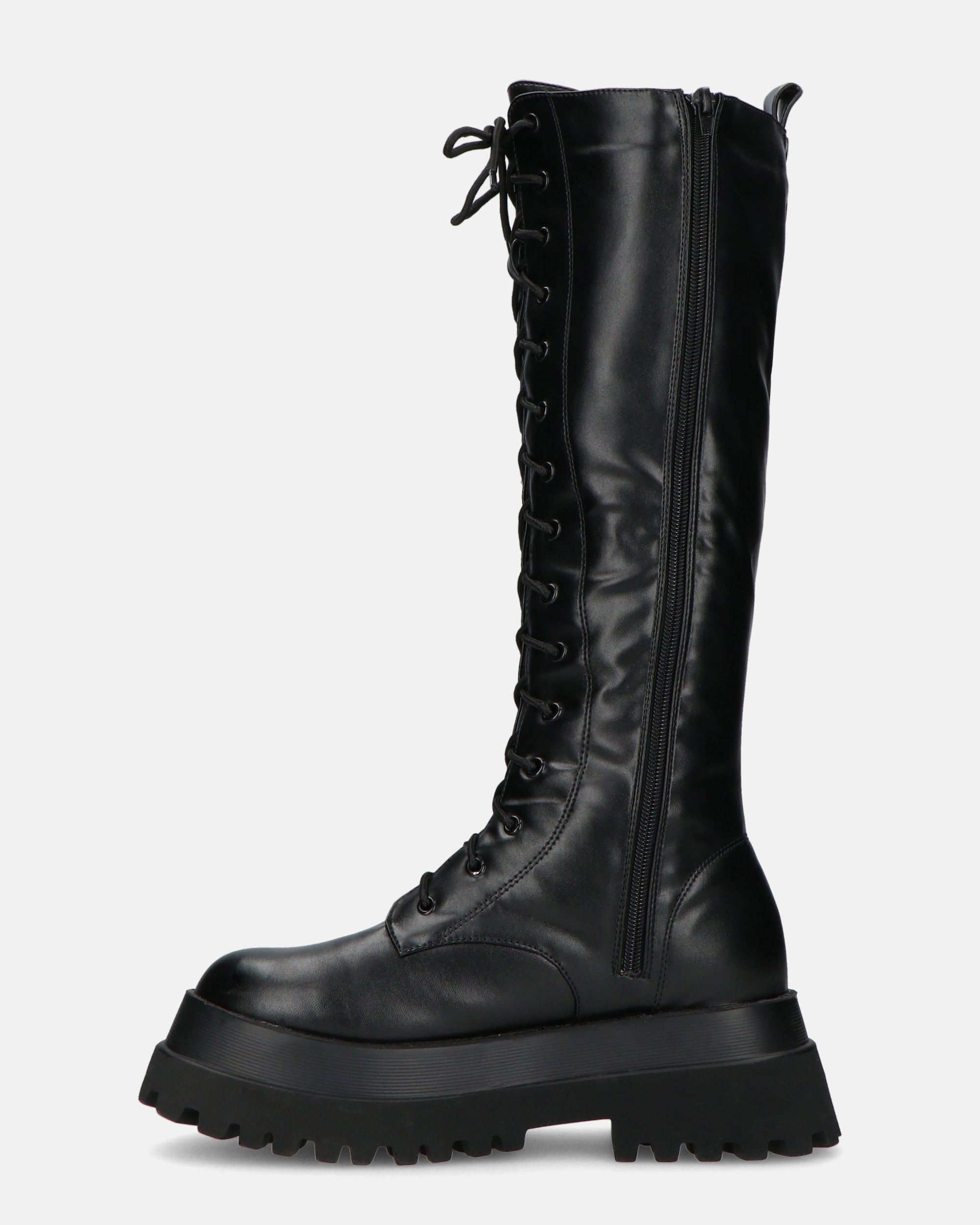 RENATHA - stivali alti stringati neri