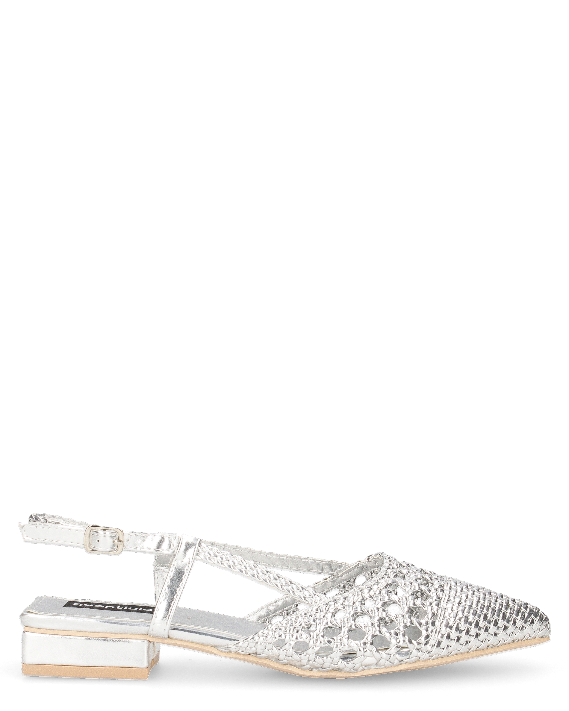 TESSY - sandali con materiale intrecciato argentato
