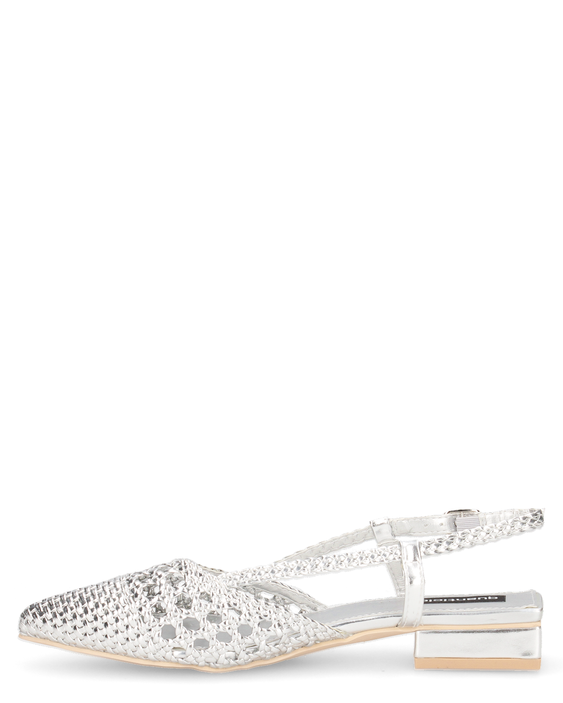 TESSY - sandali con materiale intrecciato argentato