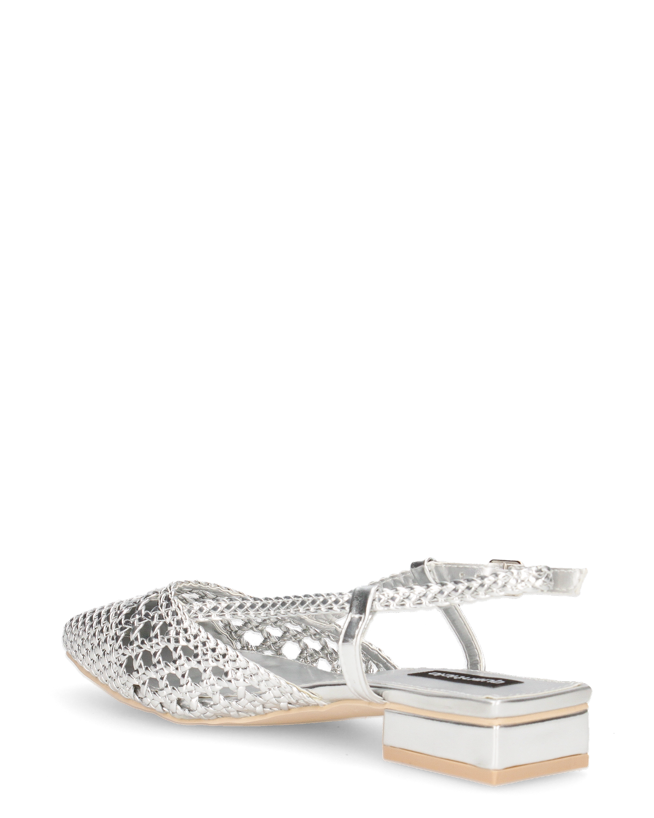 TESSY - sandali con materiale intrecciato argentato