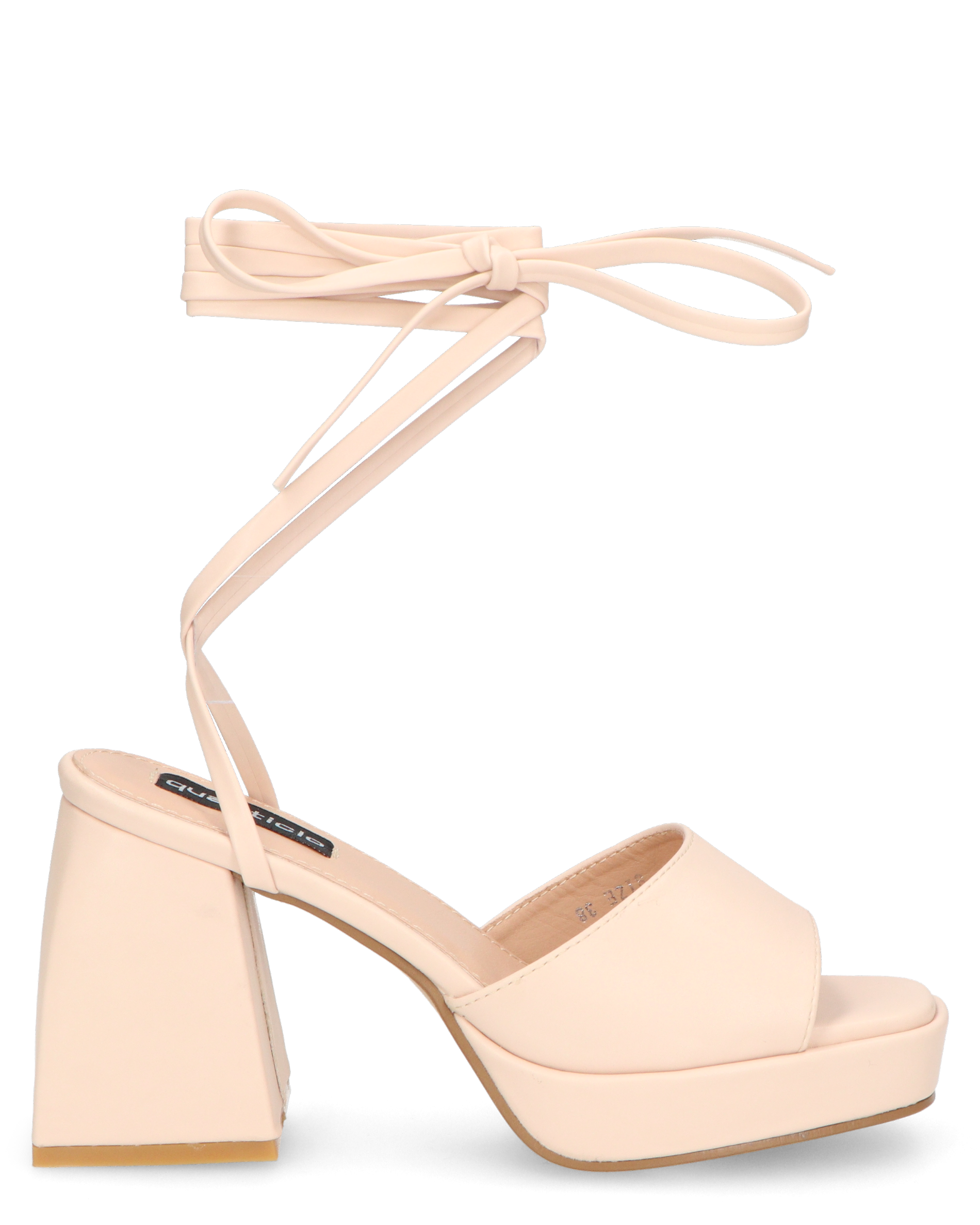 TOMI - sandali beige con lacci e tacco squadrato