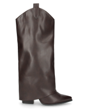 TORINA - stivali alti, camperos, texano marrone con risvolto