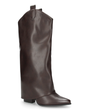 TORINA - stivali alti, camperos, texano marrone con risvolto