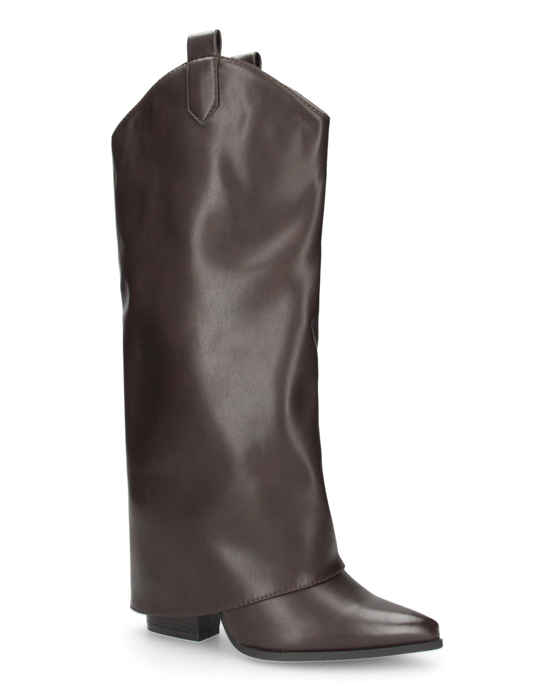 TORINA - stivali alti, camperos, texano marrone con risvolto