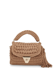TRISHA - borsetta beige di tessuto intrecciato con tracolla removibile
