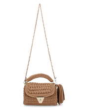 TRISHA - borsetta beige di tessuto intrecciato con tracolla removibile