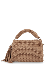 TRISHA - borsetta beige di tessuto intrecciato con tracolla removibile