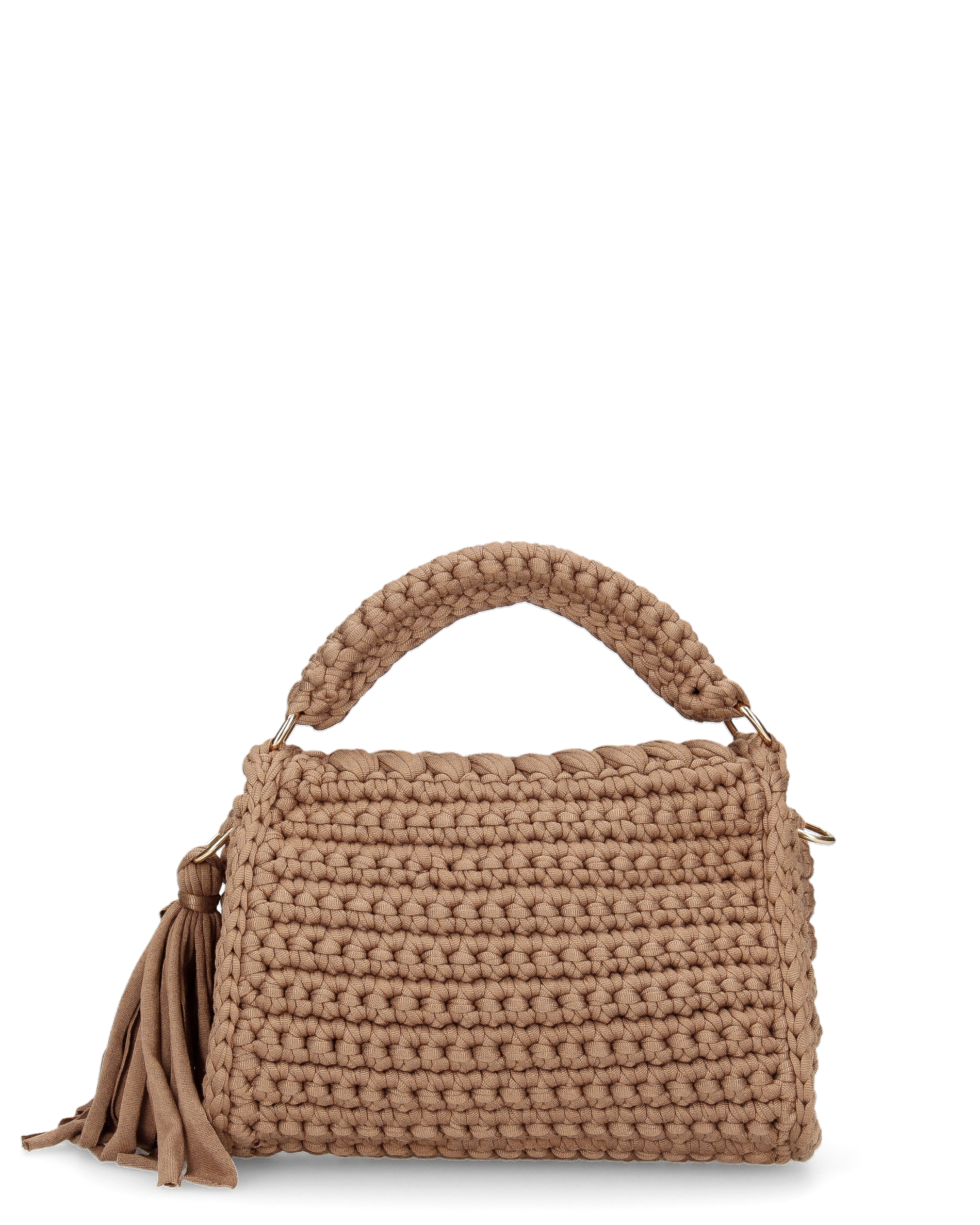 TRISHA - borsetta beige di tessuto intrecciato con tracolla removibile