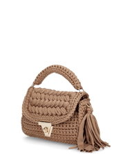 TRISHA - borsetta beige di tessuto intrecciato con tracolla removibile