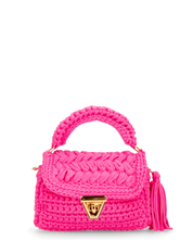 TRISHA - borsetta fucsia di tessuto intrecciato con tracolla removibile