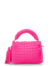 TRISHA - borsetta fucsia di tessuto intrecciato con tracolla removibile