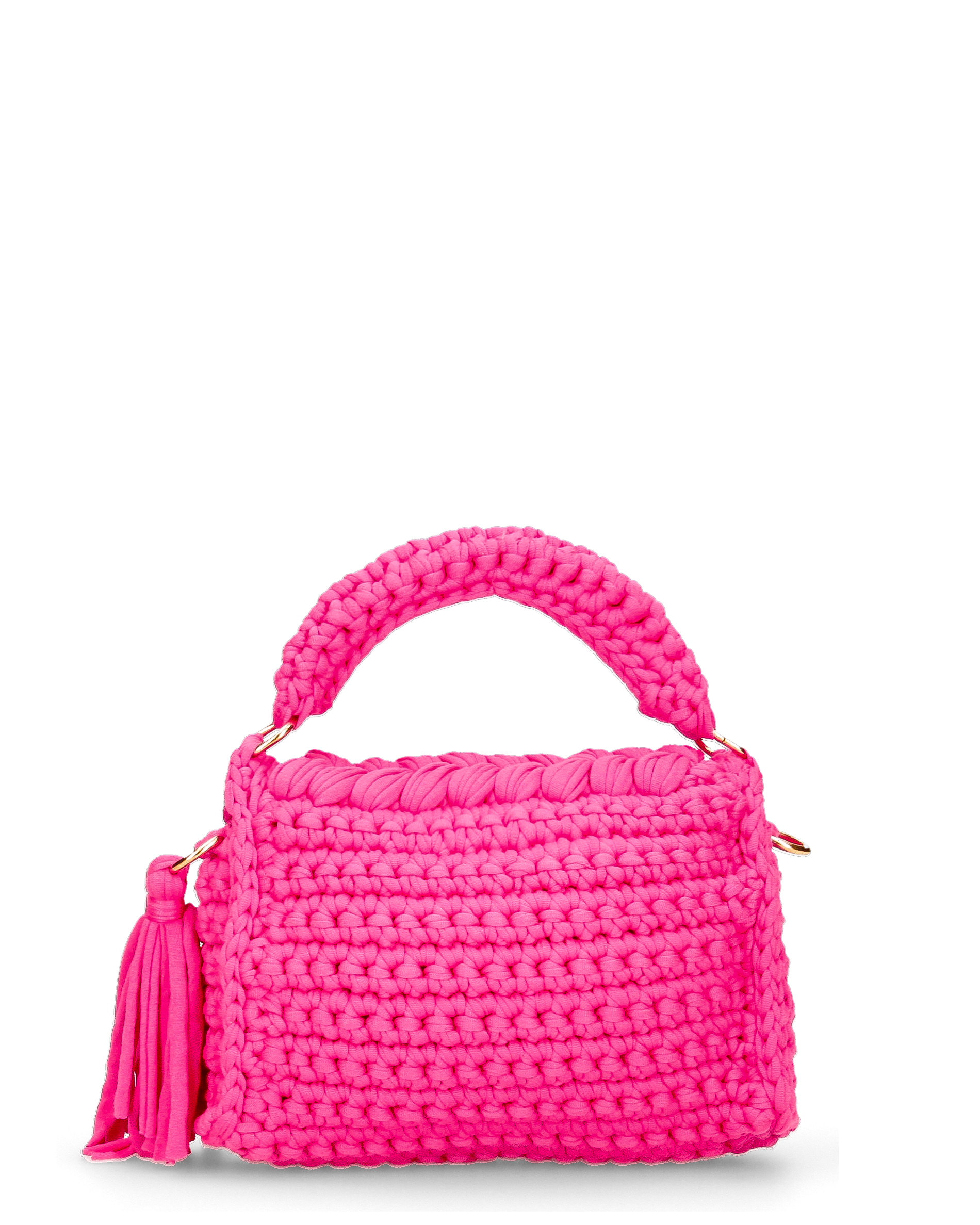 TRISHA - borsetta fucsia di tessuto intrecciato con tracolla removibile