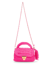 TRISHA - borsetta fucsia di tessuto intrecciato con tracolla removibile