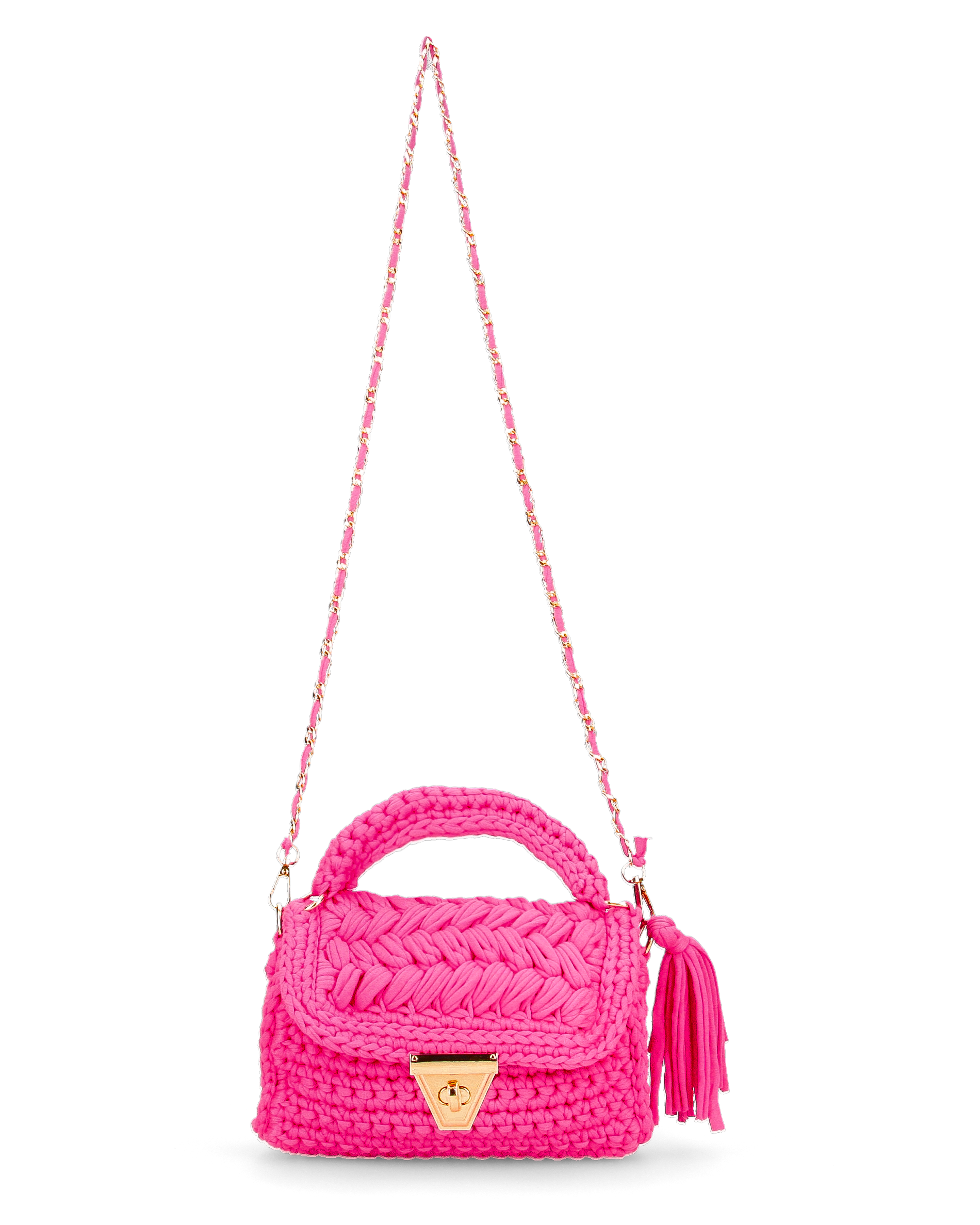 TRISHA - borsetta fucsia di tessuto intrecciato con tracolla removibile