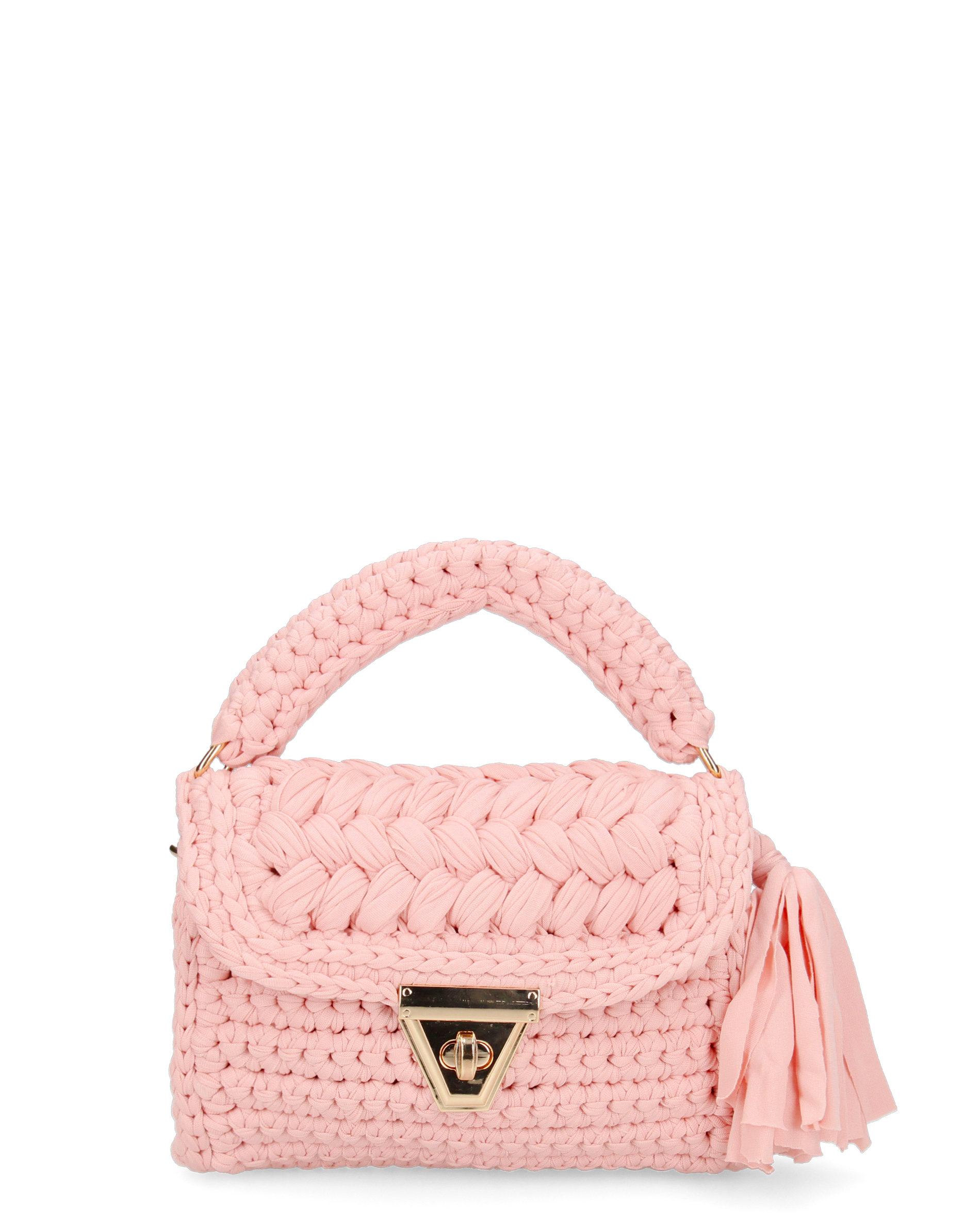 TRISHA - borsetta rosa di tessuto intrecciato con tracolla removibile