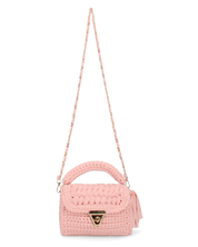 TRISHA - borsetta rosa di tessuto intrecciato con tracolla removibile