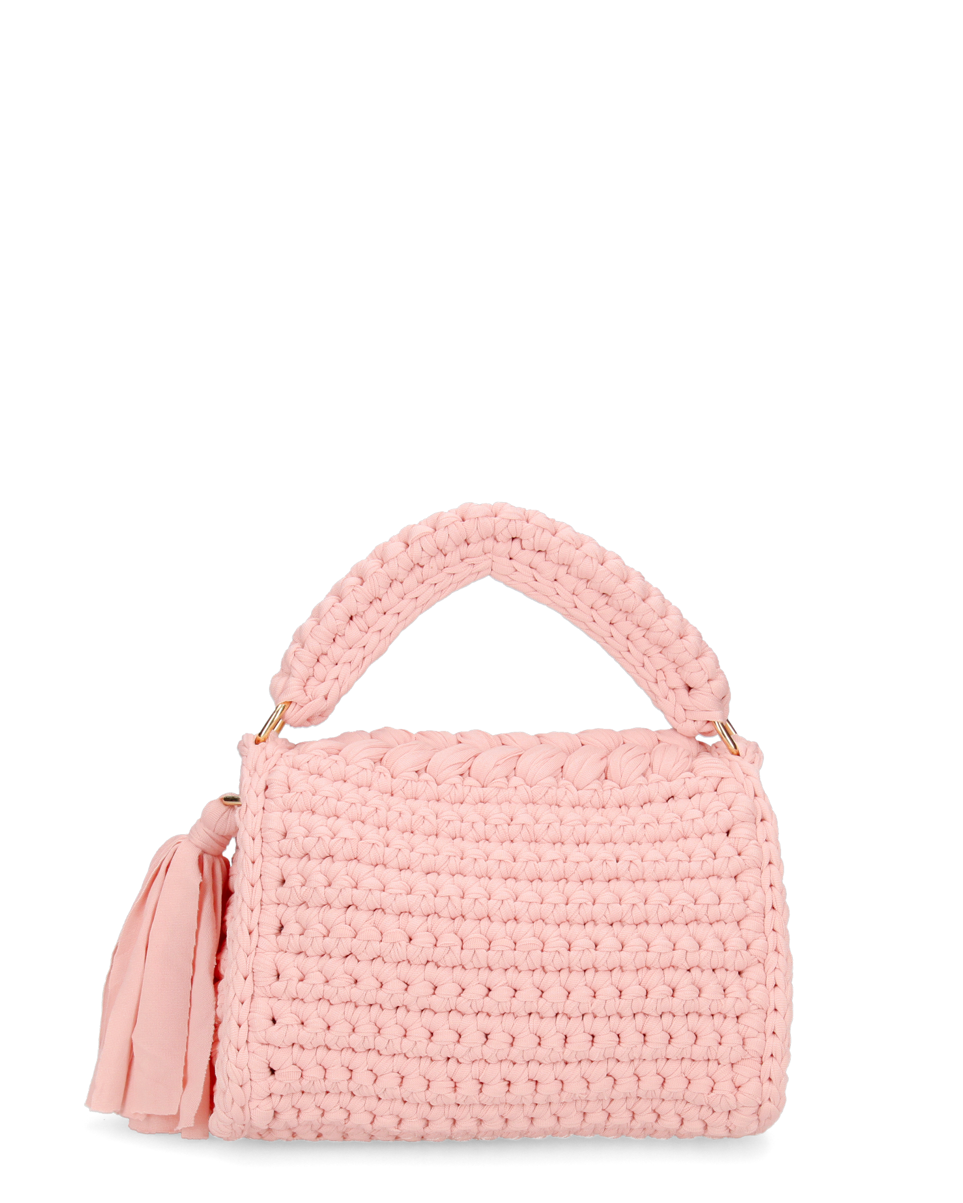 TRISHA - borsetta rosa di tessuto intrecciato con tracolla removibile