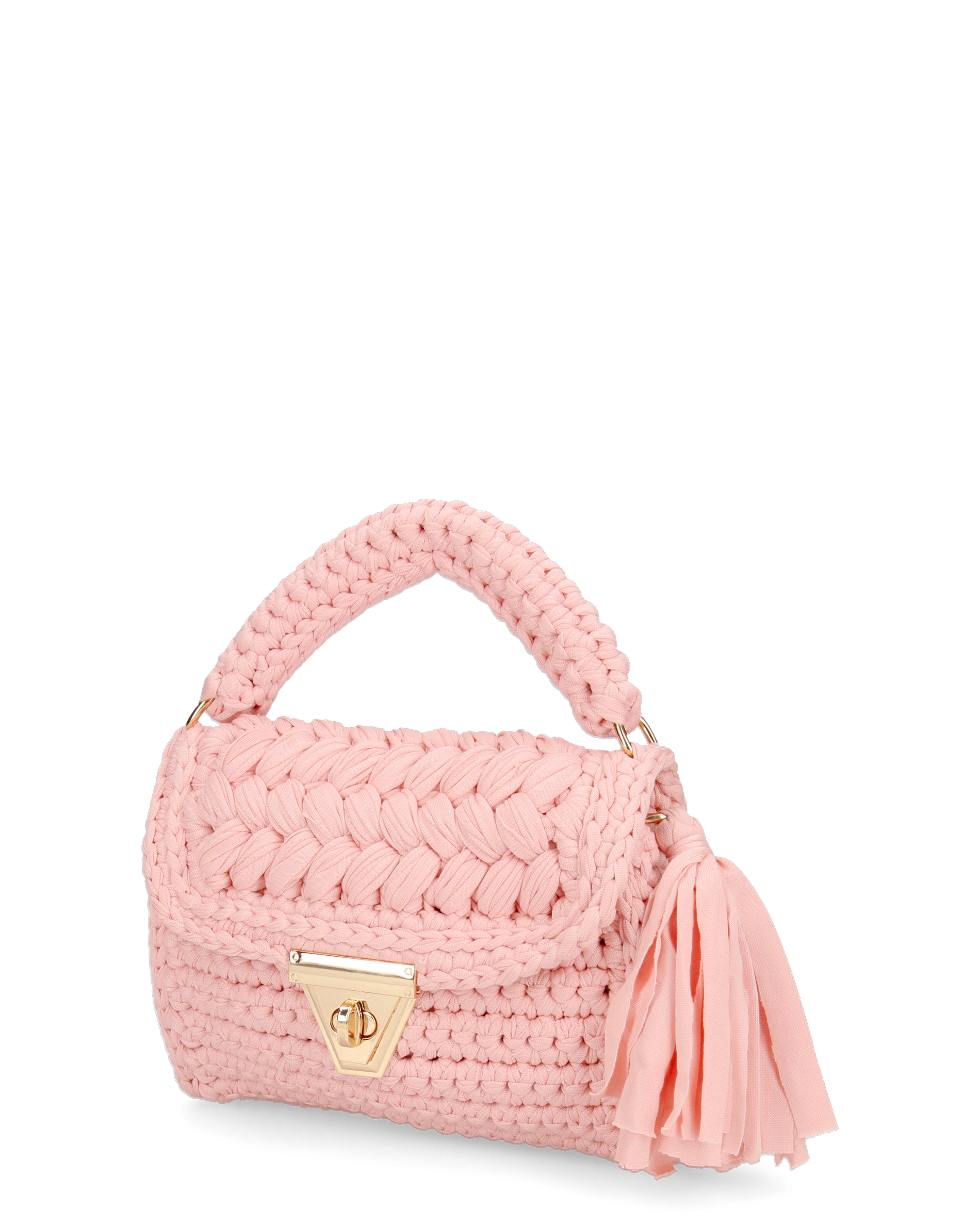 TRISHA - borsetta rosa di tessuto intrecciato con tracolla removibile