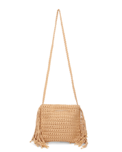 TRIXIE - borsa beige con tracolla e tessuto intrecciato