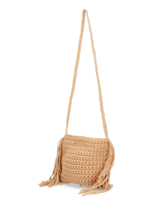 TRIXIE - borsa beige con tracolla e tessuto intrecciato