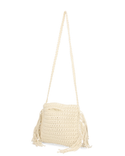 TRIXIE - borsa beige chiaro con tracolla e tessuto intrecciato