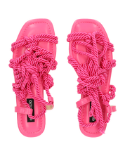 UNIQUE - sandali fucsia con lacci di corda