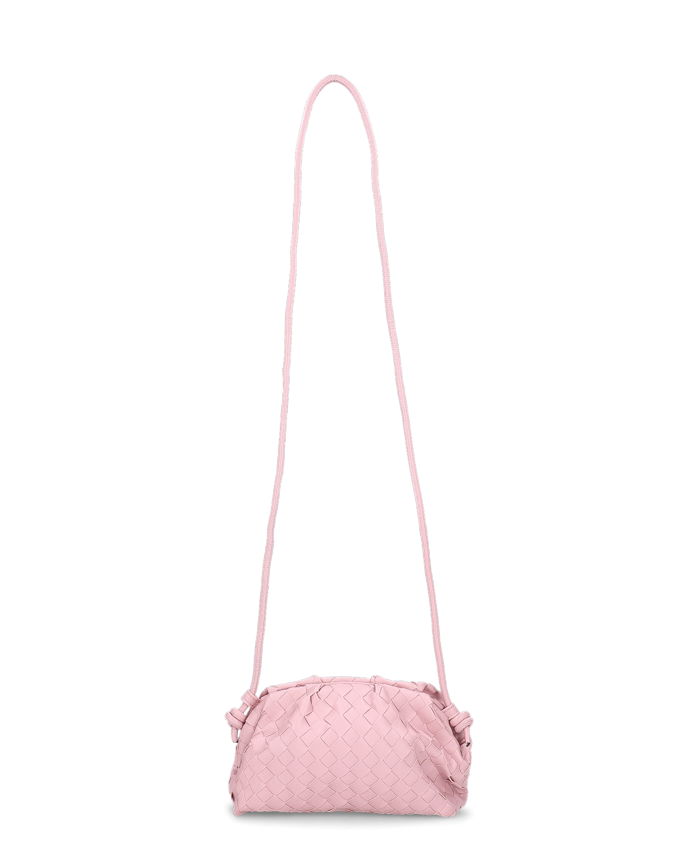 VERBENA - borsetta in ecopelle rosa intrecciata con lunga tracolla