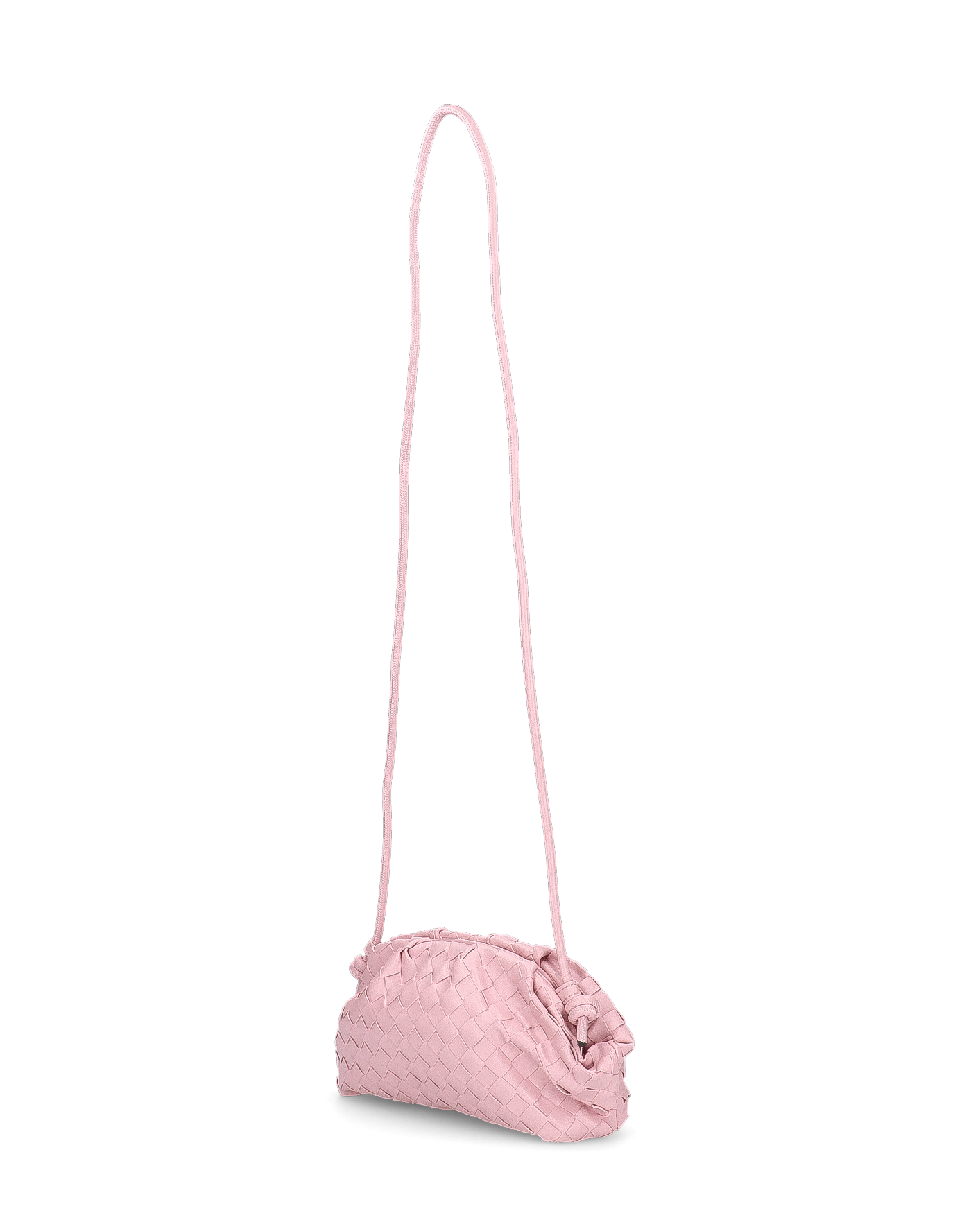 VERBENA - borsetta in ecopelle rosa intrecciata con lunga tracolla