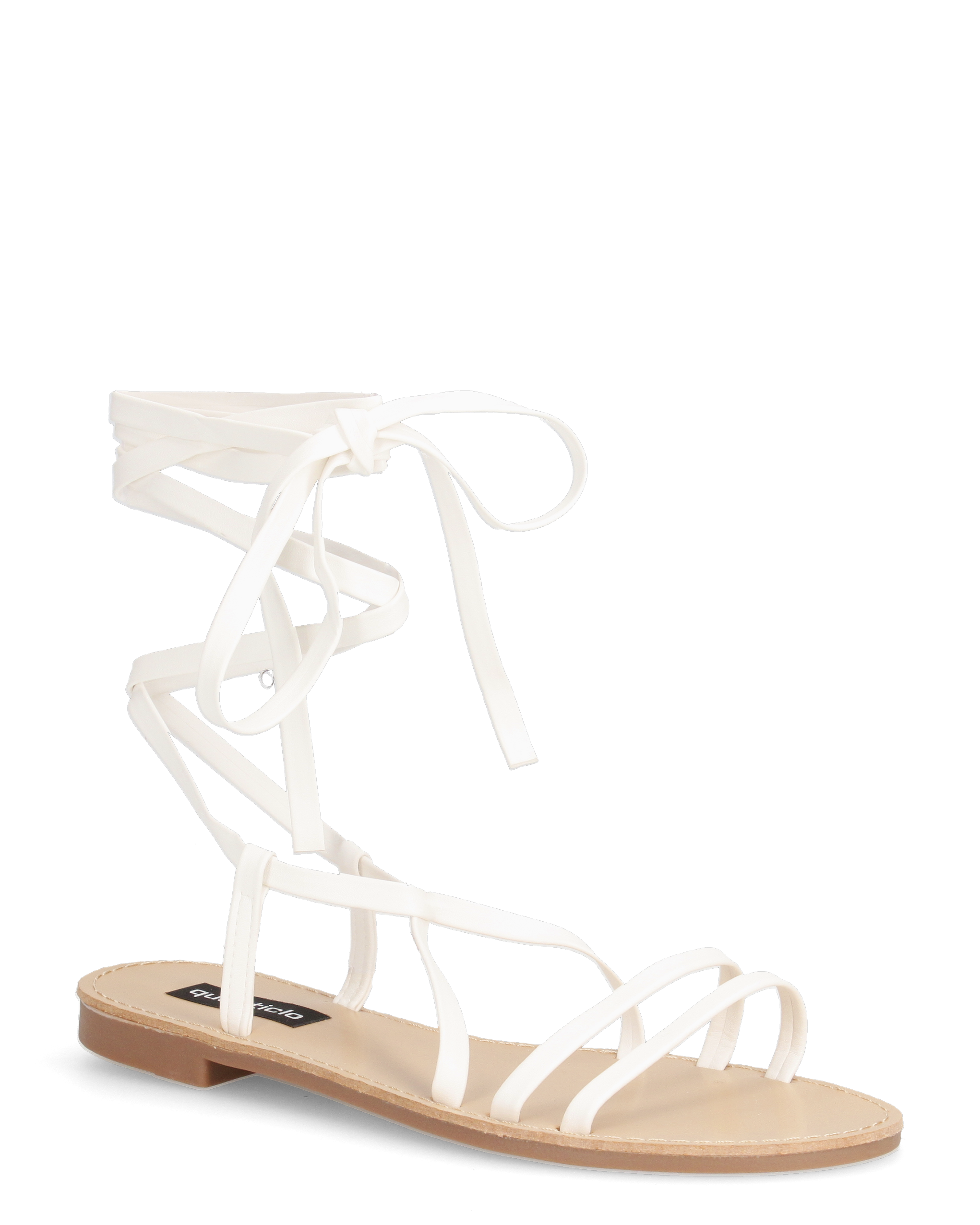 VERIDA - sandali lace-up in simil pelle bianca