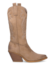 VITA - stivali camperos texani in tessuto scamosciato beige