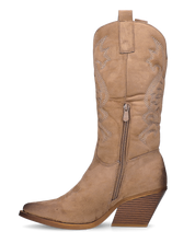 VITA - stivali camperos texani in tessuto scamosciato beige