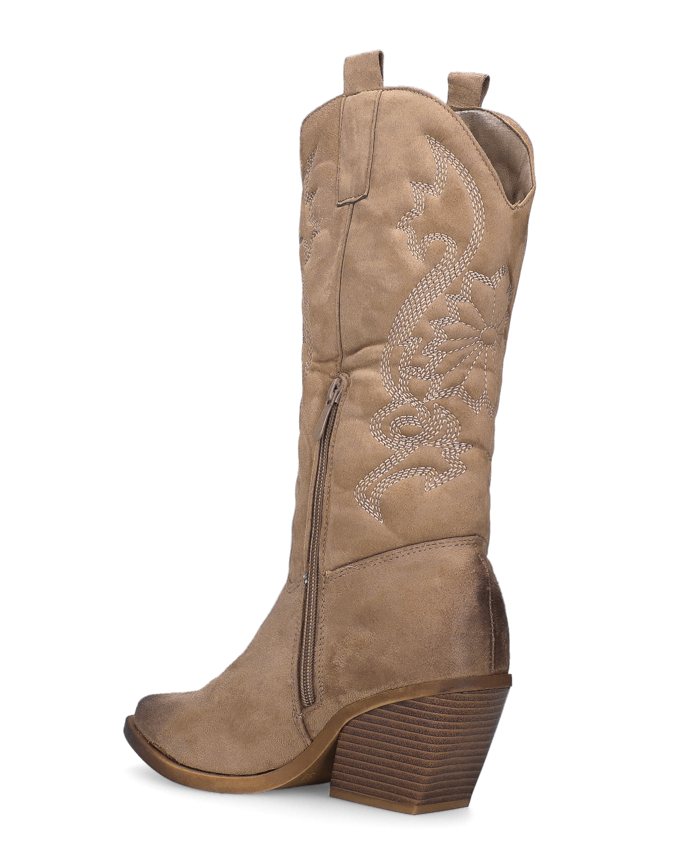 VITA - stivali camperos texani in tessuto scamosciato beige