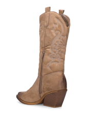 VITA - stivali camperos texani in tessuto scamosciato beige