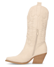 VITA - stivali camperos texani in tessuto scamosciato beige chiaro