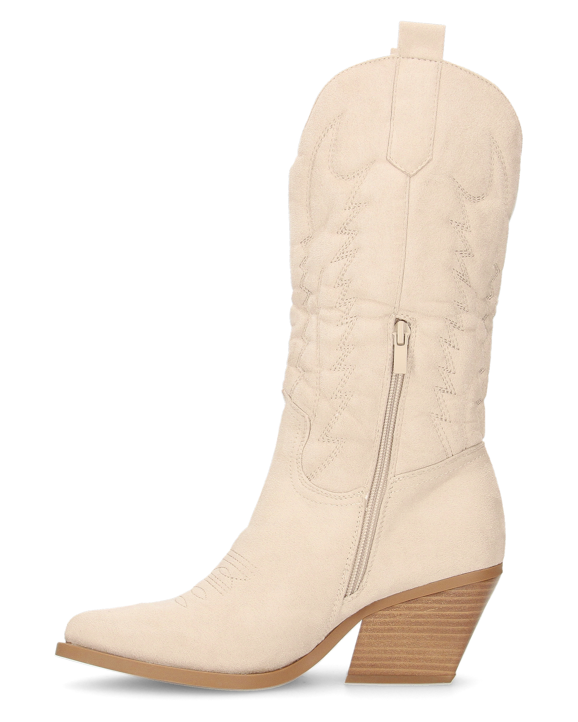VITA - stivali camperos texani in tessuto scamosciato beige chiaro