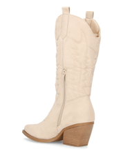 VITA - stivali camperos texani in tessuto scamosciato beige chiaro