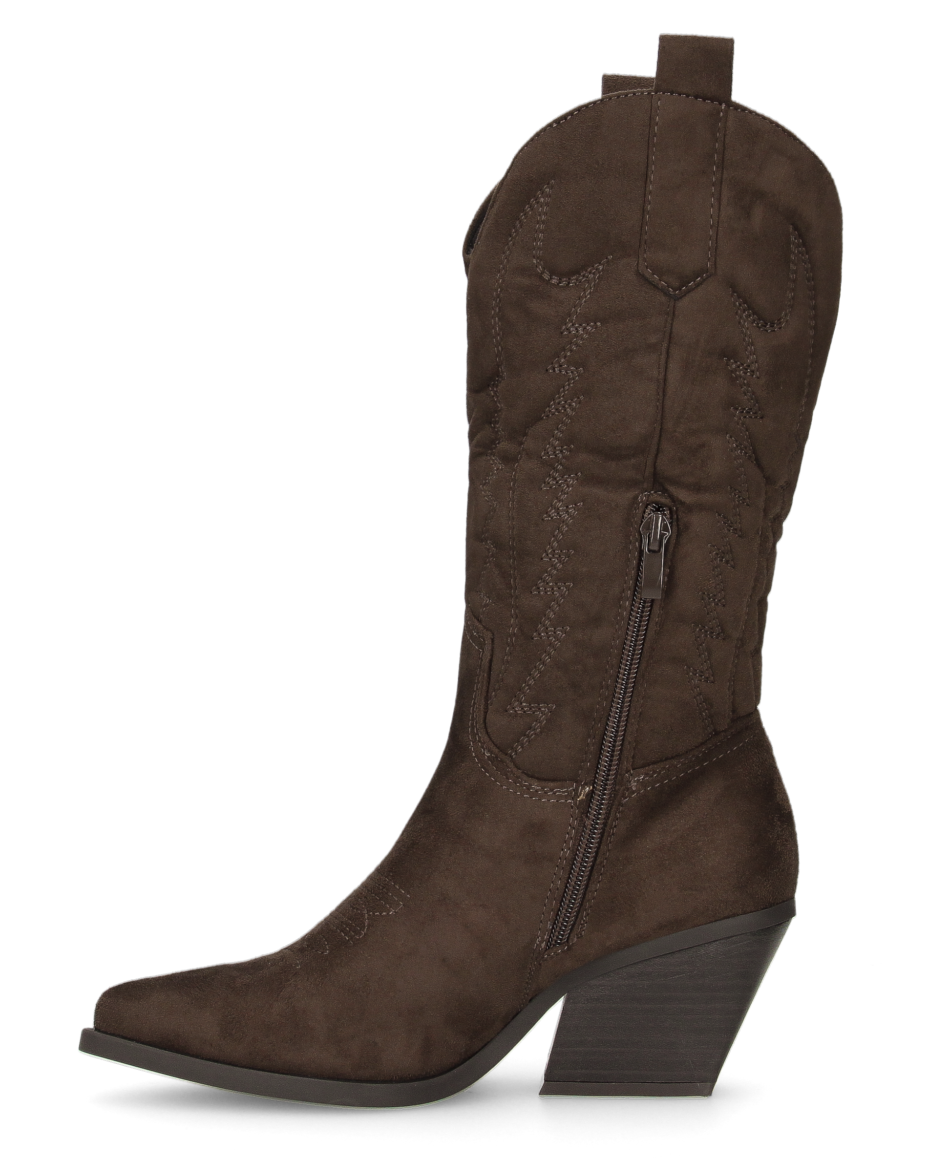 VITA - stivali camperos texani in tessuto scamosciato marrone