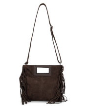 WILMA - borsa marrone scuro squadrata con tracolla removibile.